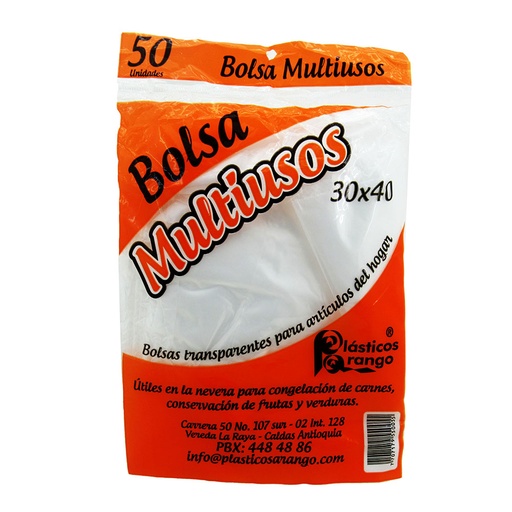 [000919] Bolsa Multiusos Plásticos Arango Transparente 30X40 50 Unidades