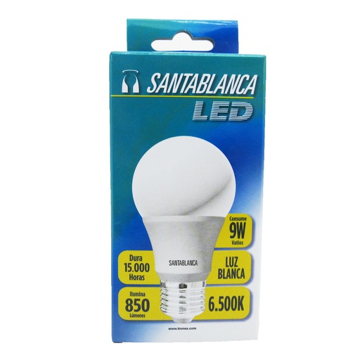 [050216] Bombillo Ahorrador Santa Blanca Led Luz Fria 9W