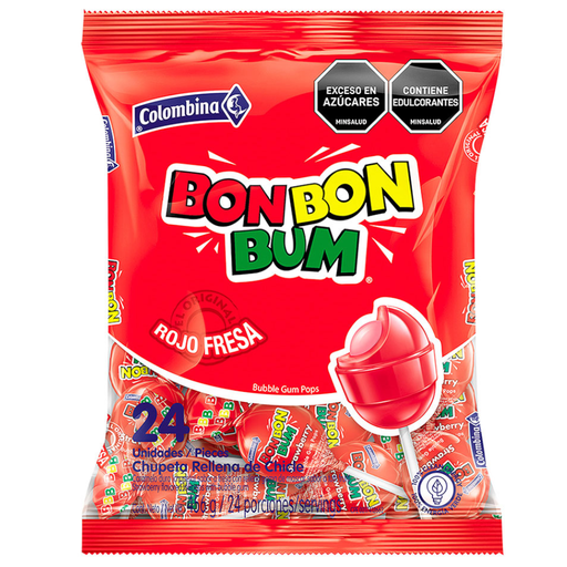 [040811] Bon Bon Bum Rojo Fresa 24 Unidades 456Gr