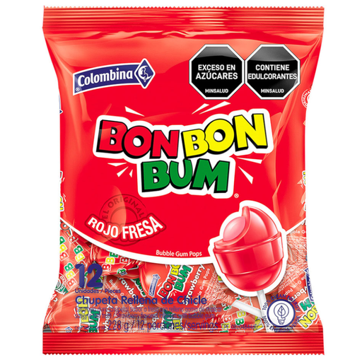 [001375] Bon Bon Bum Fresa Bolsa 12 Unidades 240Gr