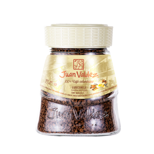 [053080] Café Soluble Leofilizado Juan Valdez Instantaneo Sabor Vainilla Canela  95Gr