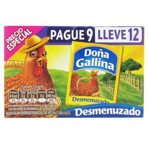 [050088] Caldo Doña Gallina Desmenuzado 9Gr Pague 9 Lleve 12