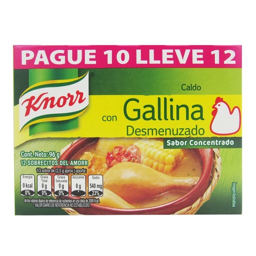 [048554] Caldo Knorr Gallina Desmenuzado Pague 10 Lleve 12 80Gr