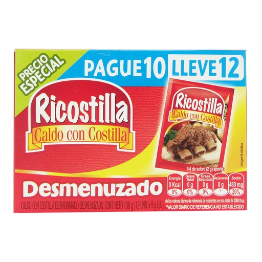 [050086] Caldo Ricostilla Desmenuzado Pague 10 Lleve 12 90Gr