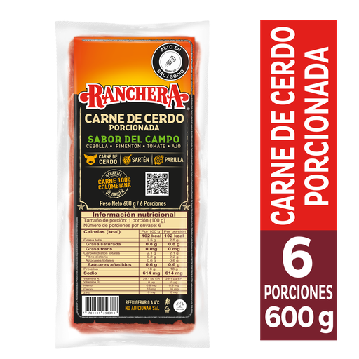 [051577] Carne De Cerdo Ranchera Porcionada Sabor Campo 600Gr