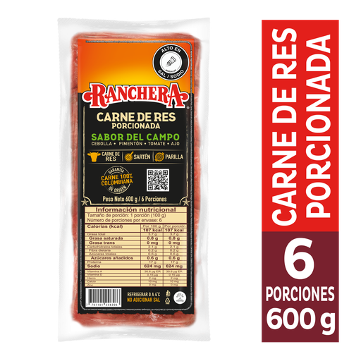 [051575] Carne Res Ranchera Porcionada Sabor Campo 600Gr