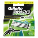 Cartuchos Mach 3 Sensitive Gillette 2 Unidades