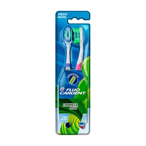 [051559] Cepillo Dental Fluocardent Limpia Max 2 Unidades
