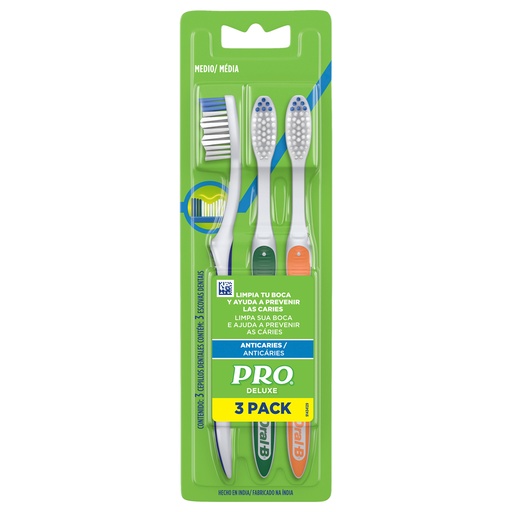 [051495] Cepillo Dental Pro Deluxe Medio 3 Unidades