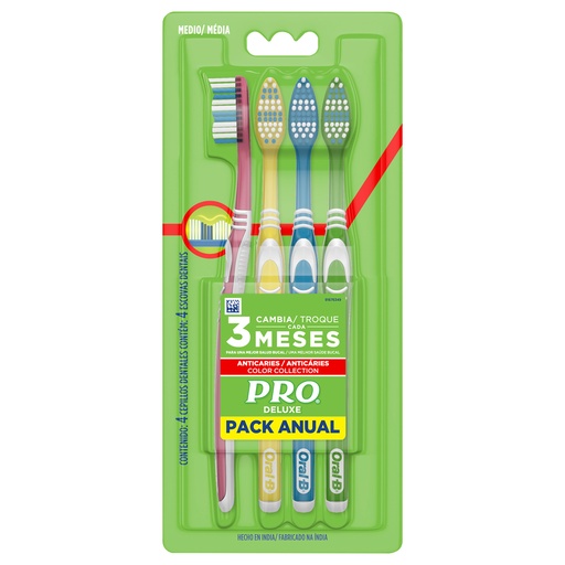 [051496] Cepillo Dental Pro Deluxe Medio 4 Unidades