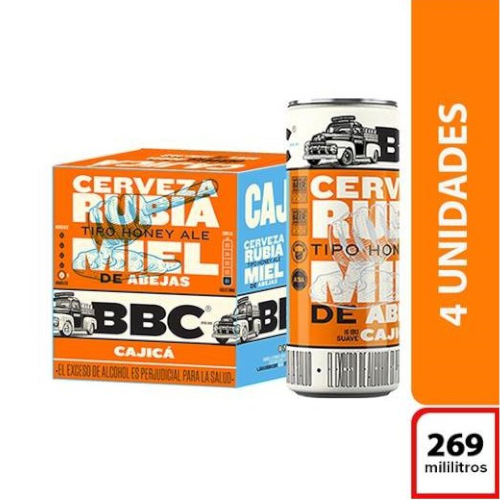 [051825] Cerveza Bbc Cajicá Miel Lata 269Ml 4 Unidades