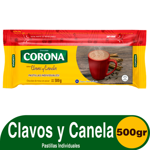 [017581] Chocolate Corona Con Clavos Y Canela Zippack 500Gr
