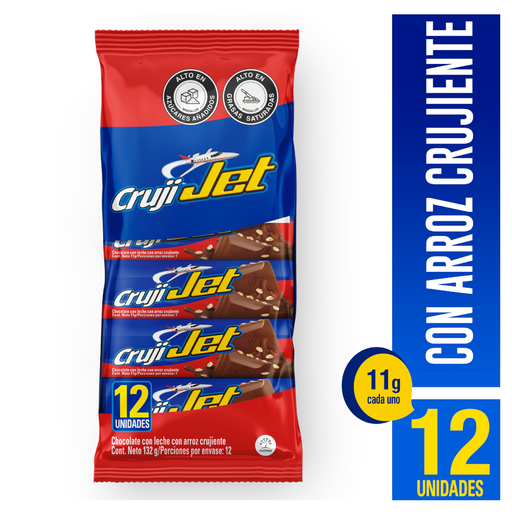 [014214] Chocolatina Jet Cruji 12 Unidades 132Gr