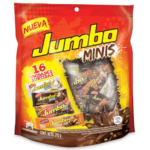 [018828] Chocolatina Jumbo Minis Surtidas Doypack 16 Unidades 292Gr