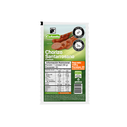 [053428] Chorizo Santarrosano Colanta 20 Unidades 1125Gr