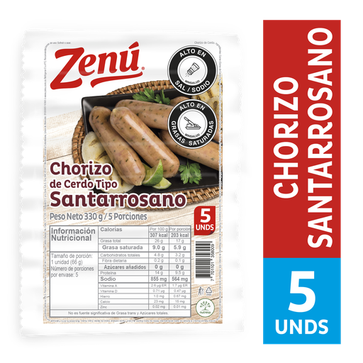 [051184] Chorizo Santarrosano Zenu 5 Unidades 330Gr