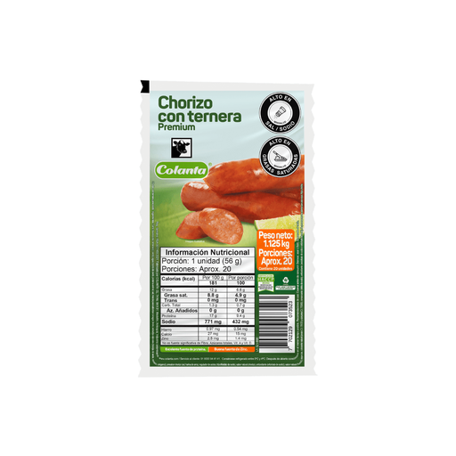 [053429] Chorizo Ternera Colanta 20 Unidades 1125Gr