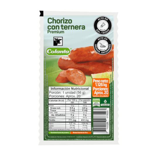 [053429] Chorizo Ternera Colanta 20 Unidades 1125Gr