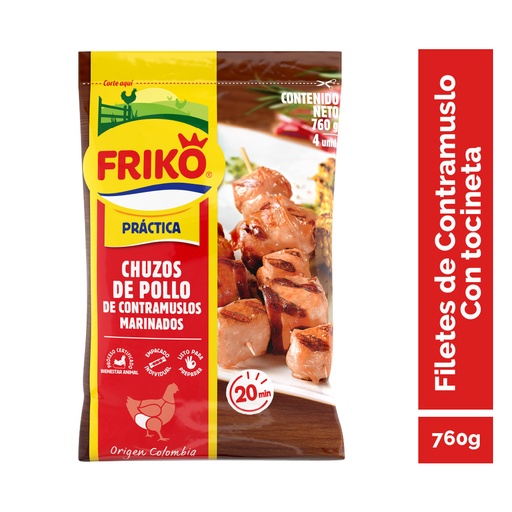 [016553] Chuzos Friko De Contramuslo y Tocineta 4 Unidades 760Gr