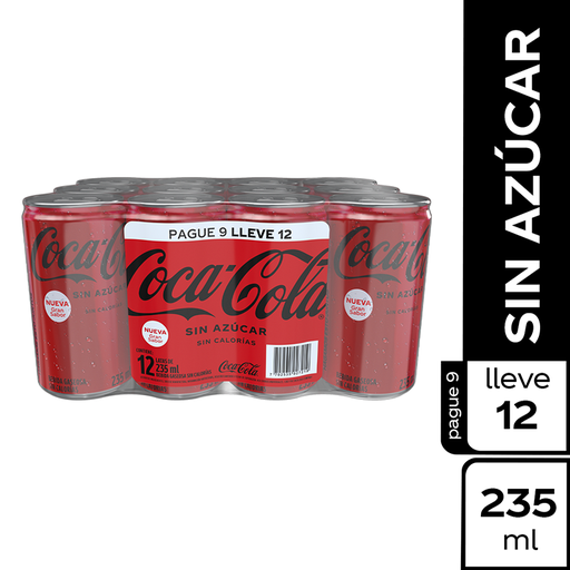 [052850] Coca Cola Sin Azúcar Lata 235Ml Pague 9 LLeve 12