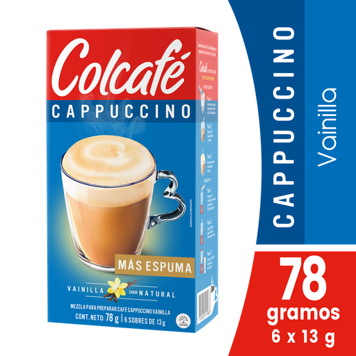 [052745] Colcafe Cappuccino Vainilla Sobres 6 Unidades 78Gr