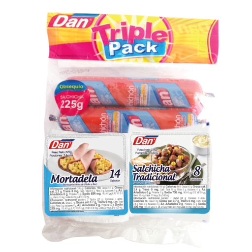 [014445] Combo Dan Triple Pack 675Gr Gratis Salchicha 225Gr