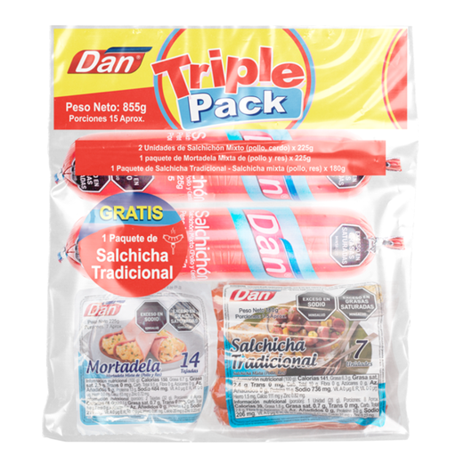 [014445] Combo Dan Triple Pack 675Gr Gratis Salchicha 225Gr