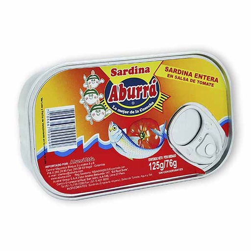 [000326] Conserva De Pescado Aburra En Salsa De Tomate 125Gr