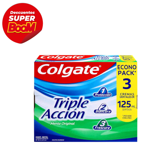 [051176] Crema Dental Colgate Triple Acción 3 Unidades 375Gr Precio Especial