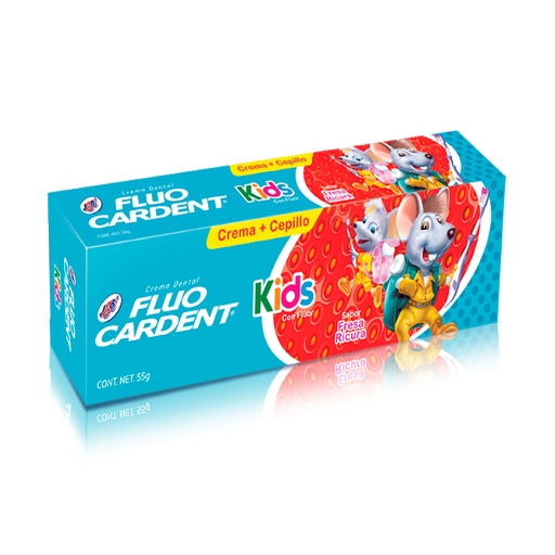 [051555] Crema Dental Fluocardent Kids Con Flúor 50Gr + Cepillo