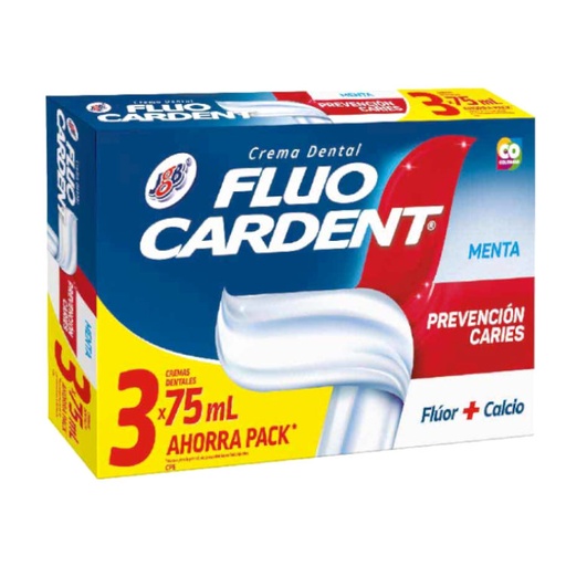 [051553] Crema Dental Fluocardent Prevención Caries  3 Unidades 225Gr