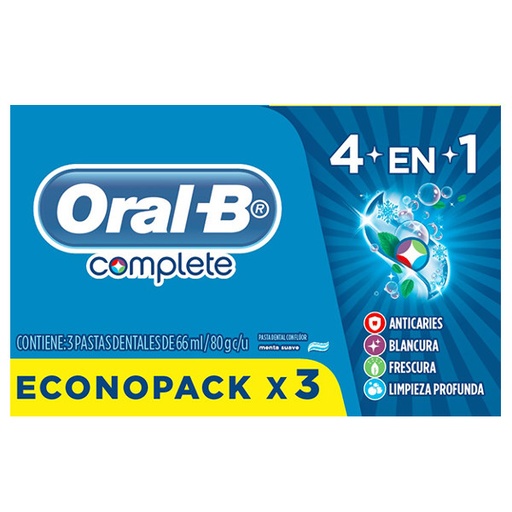 [046829] Crema Dental Oral-B Complete Blue 4En1 66Ml 3 Unidades