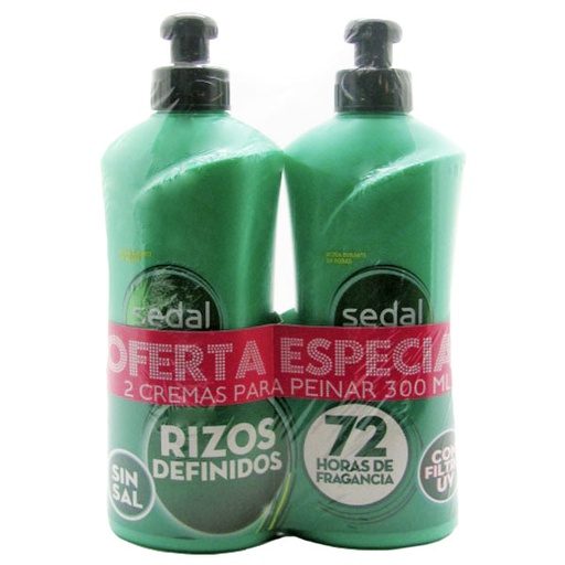 [045392] Crema Para Peinar Sedal Rizos Definidos 2 Unidades 600Ml
