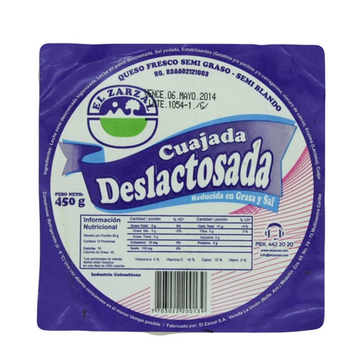 [015283] Cuajada Deslactosada El Zarzal 450Gr