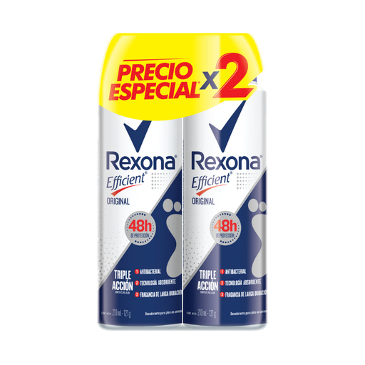 [052823] Desodorante Para Pies Rexona Efficient Original Aerosol 210Ml 2 Unidades