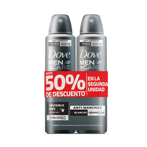 [050469] Desodorante Dove Men Invisible Dry Spray 89Gr 2 Unidades