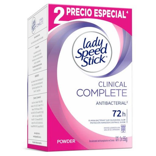 [053371] Desodorante Lady Speed Stick Clinical Crema 55Gr 2 Unidades