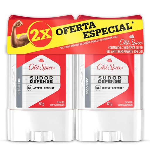 [052526] Desodorante Old Spice Seco En Gel Sudor Defese 160Gr 2 Unidades