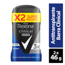 Desodorante Rexona Clinical Men Clean Barra 2 Unidades 92Gr