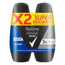 Desodorante Rexona Clinical Men Rollon 2 Unidades Precio Especial 100Ml