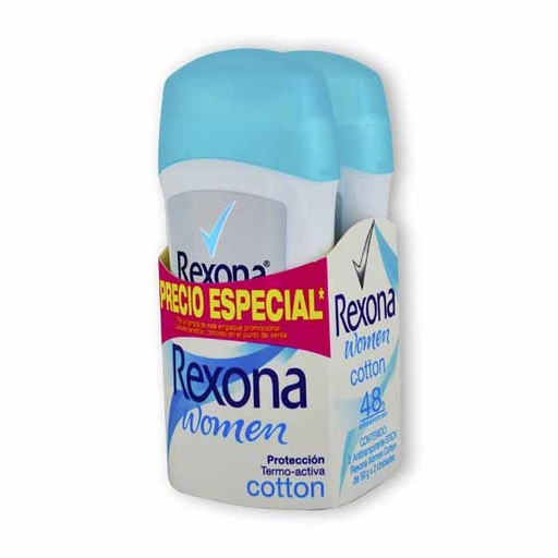 [009102] Desodorante Rexona Women Cotton Barra 2 Unidades 100Gr