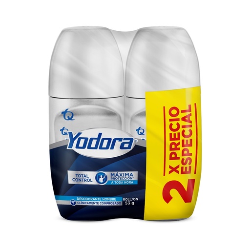[052932] Desodorante Yodora Men Total Control Rollon 2 Unidades 106Gr