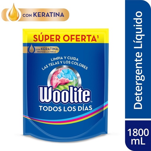 [052283] Detergente Líquido Woolite Todos Los Días Doypack 1800Ml