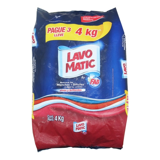 [040259] Detergente Polvo Lavomatic Floral Pague 3000Gr Lleve 4000Gr
