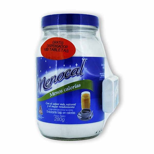 [014370] Endulzante Menocal Polvo 280Gr Gratis Dispensador 100 Unidades