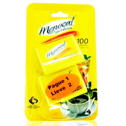 [015169] Endulzante Menocal Sucralosa Tabletas 100 Unidades Pague 1 Lleve 2