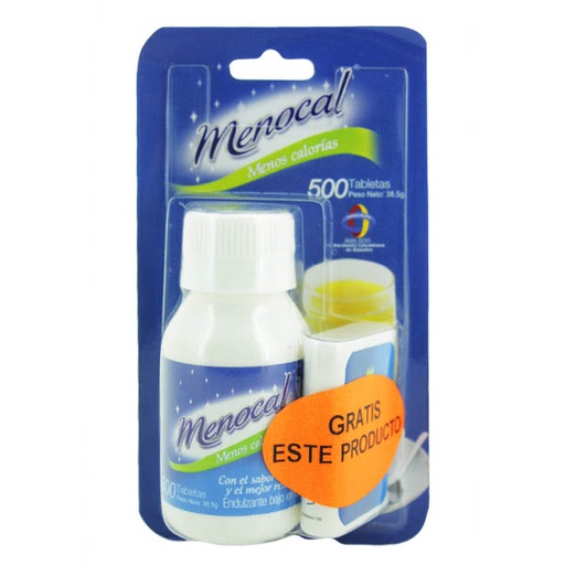 [011030] Endulzante Menocal Tabletas 500 Unidades Gratis Dispensador