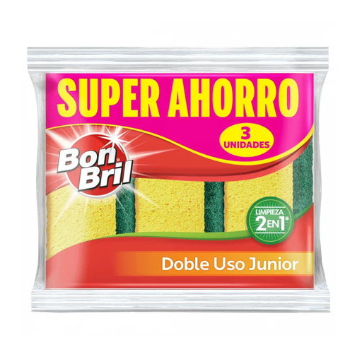 [051746] Esponja Bonbril Doble Uso Junior 3 Unidades