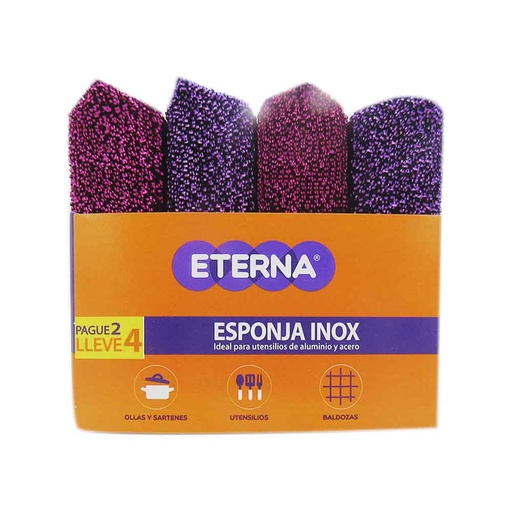 [050920] Esponja Inox Eterna Pague 2 Lleve 4 Unidades