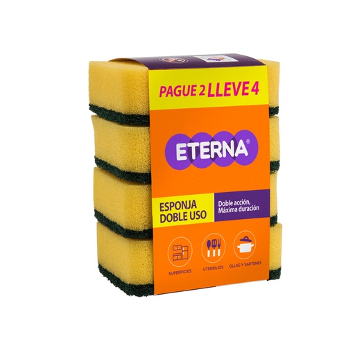 [010595] Esponjas Doble Uso Eterna Pague 2 Lleve 4